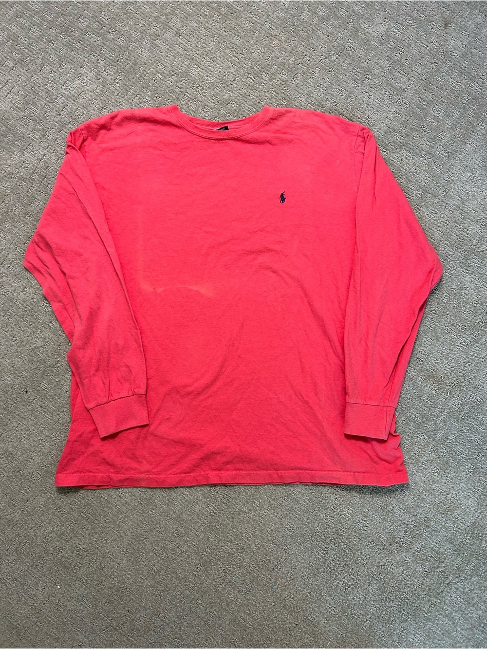 Vintage Polo Ralph Lauren Mens XL Coral Long Sleeve T-shirt Pique Pony - Fair